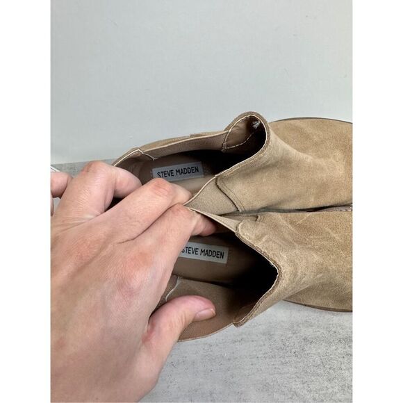 Steve Madden Chelsea Boots Size 10 Tan Suede Block Heel - Picture 7 of 9
